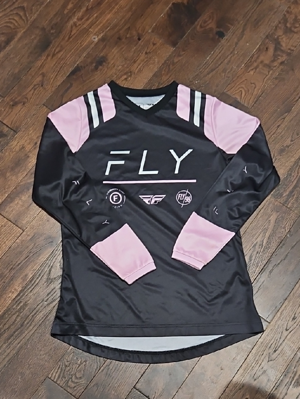 FLY Black and Light Pink Long Sleeve Jersey Size Med.